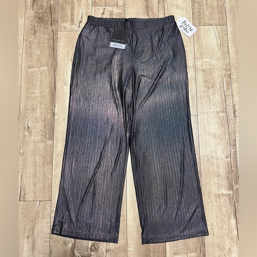 Marc New York Metallic Charcoal Wide Leg Pants